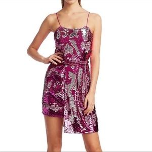 NEW NWT 10 Crosby Derek Lam Lani Fuchsia/Silver Sequined Dress